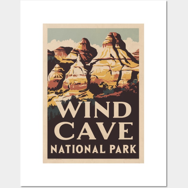 Wind Cave National Park Retro Poster Wall Art by Perspektiva